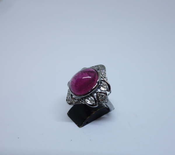 Pink Tourmaline Silver Ring-photo-2