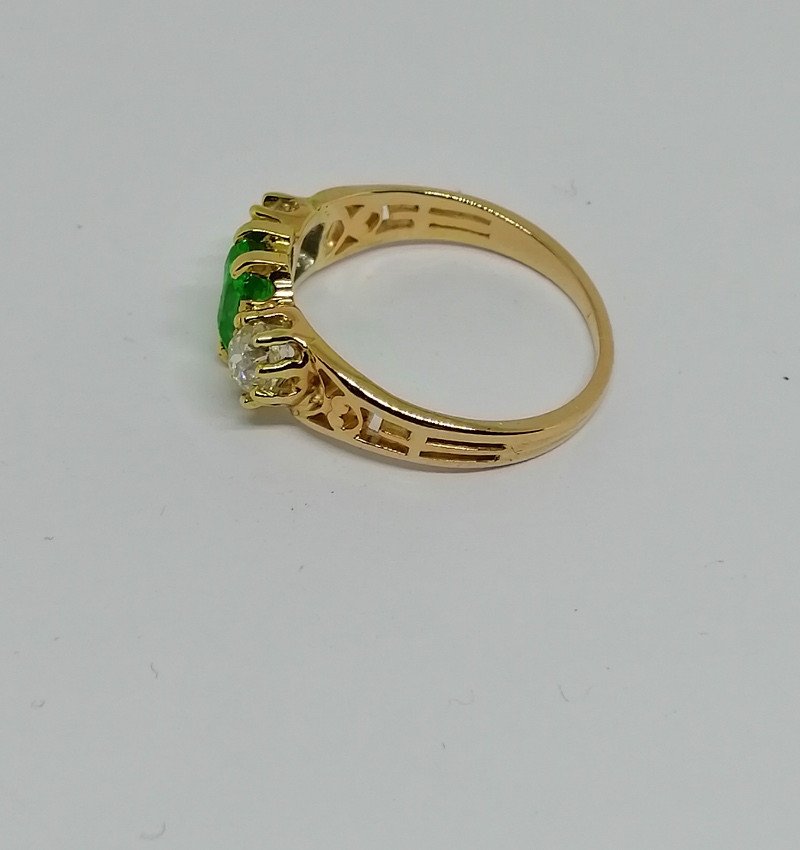 Bague Or Diamants Et Emeraude.-photo-2