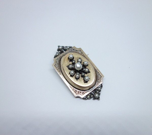 Brooch-pendant In Rose Gold, Fine Pearls And Miniature.-photo-1