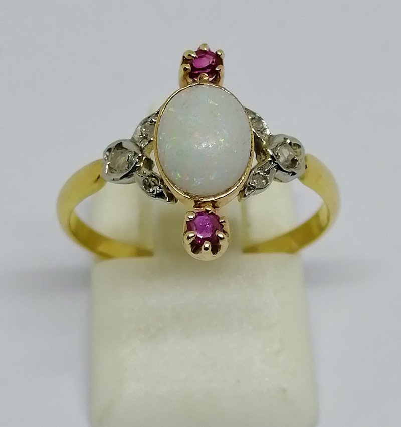 Gold, Opal And Ruby Ring.