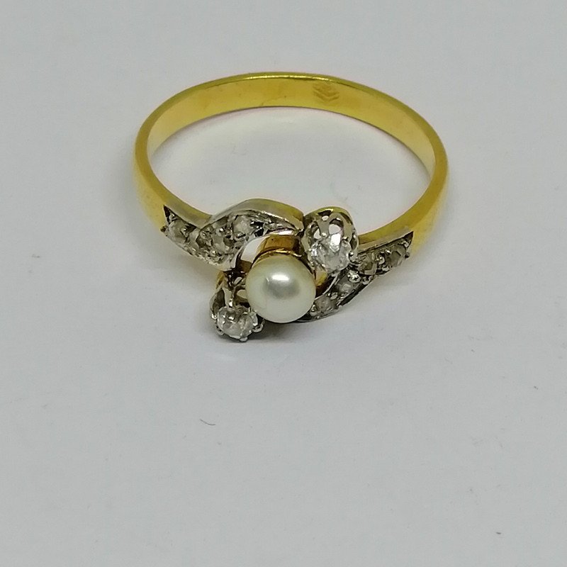 Gold, Diamond And Fine Pearl Ring.-photo-2
