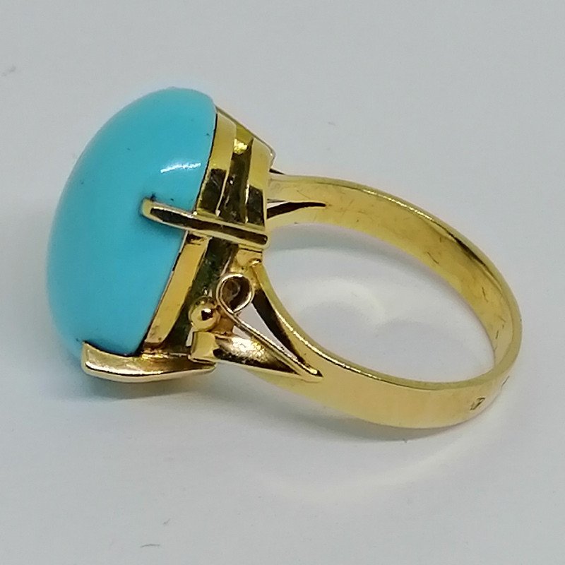 Bague En Or Avec Grosse Turquoise.-photo-2