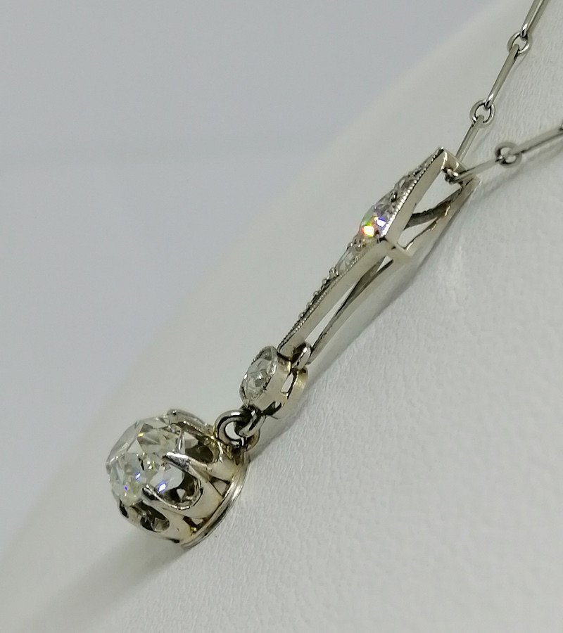 Chain And Pendant In White Gold With Diamonds.-photo-2