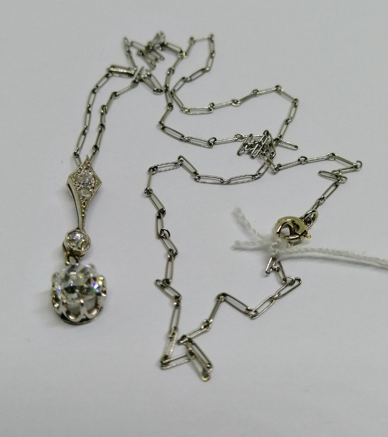 Chain And Pendant In White Gold With Diamonds.-photo-4