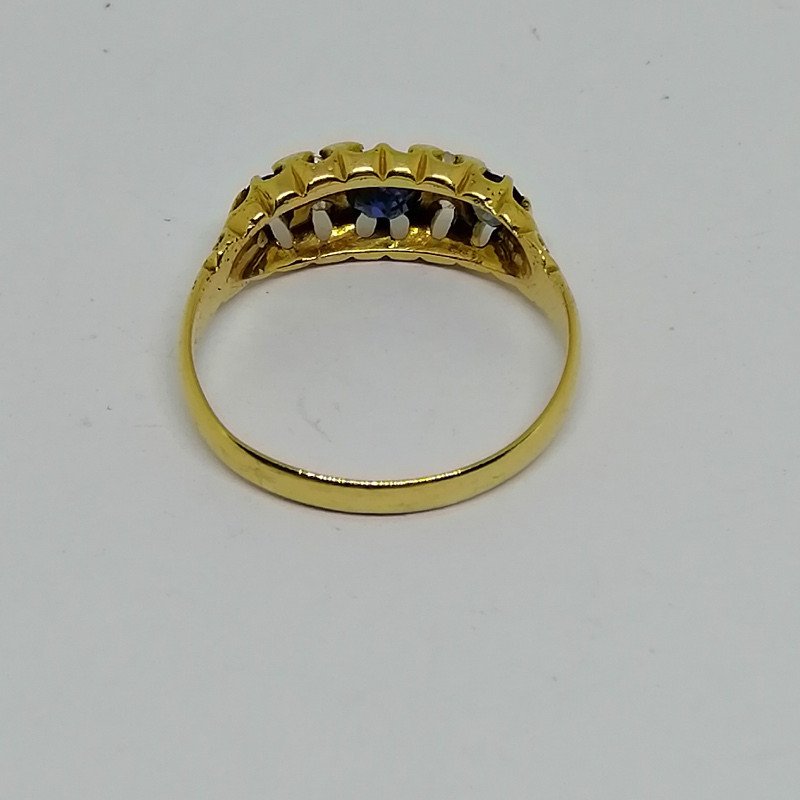 Bague Or Avec Saphirs Et Diamants Fin 19ième Siècle.-photo-4