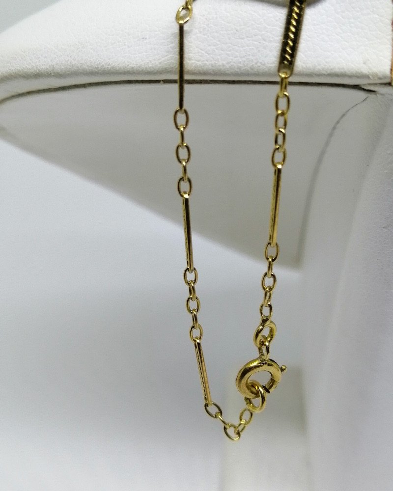 Necklace In Gold Three Colors, Geometric Shapes, Art Deco.-photo-1
