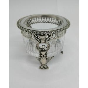 Small Tripod Tray, In Crystal And Silver, Empire Style, Restoration Period 1819-1838.