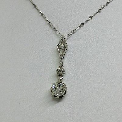 Chain And Pendant In White Gold With Diamonds.