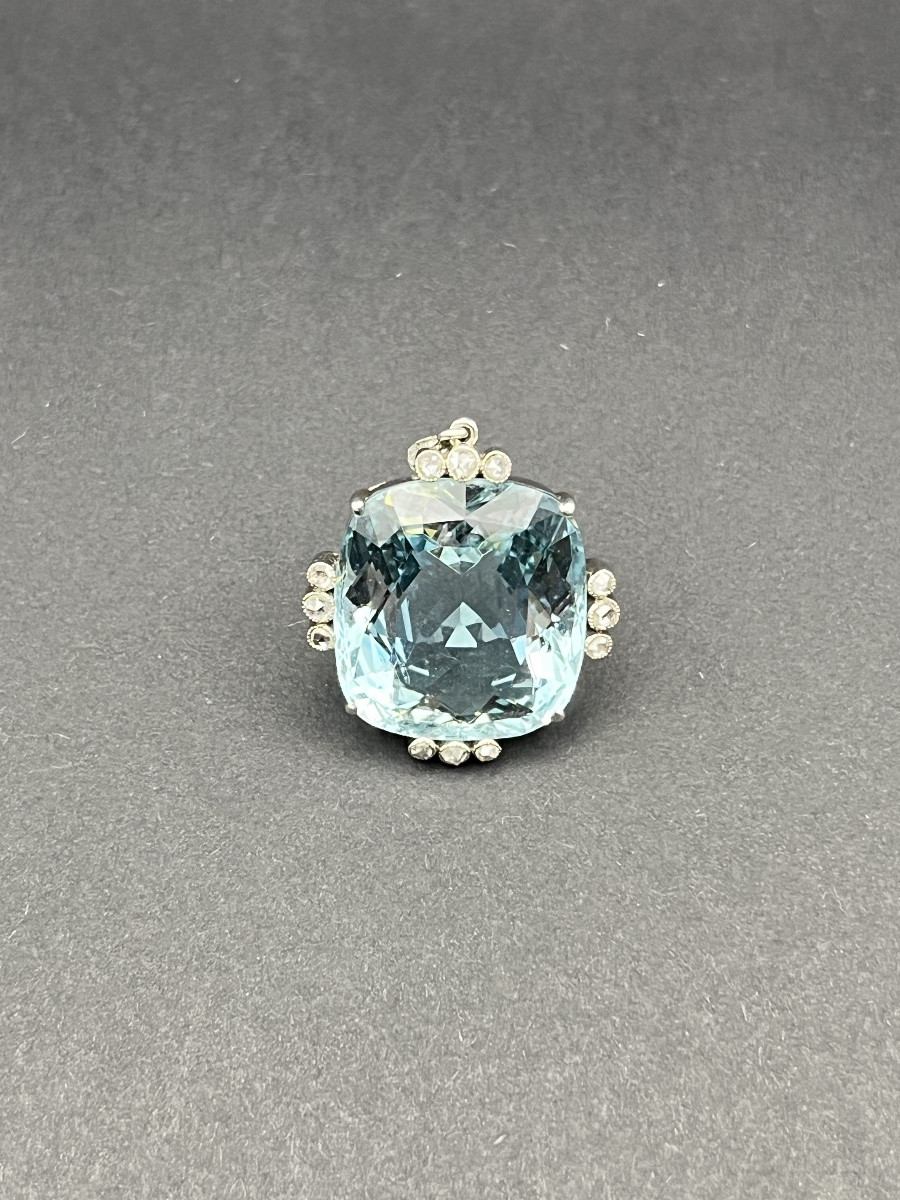 Pendentif en or gris, aigue-marine et diamants-photo-3