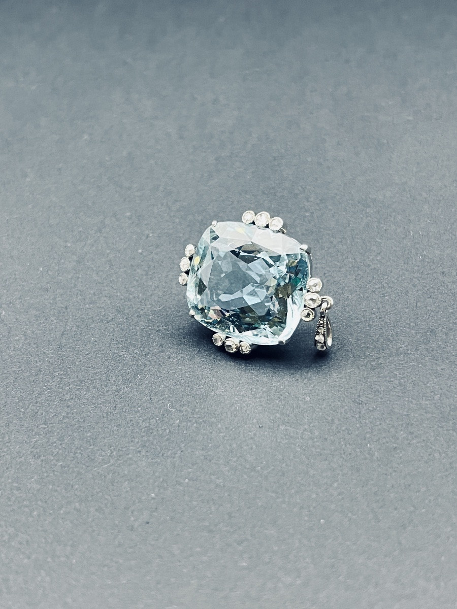 Pendentif en or gris, aigue-marine et diamants-photo-3