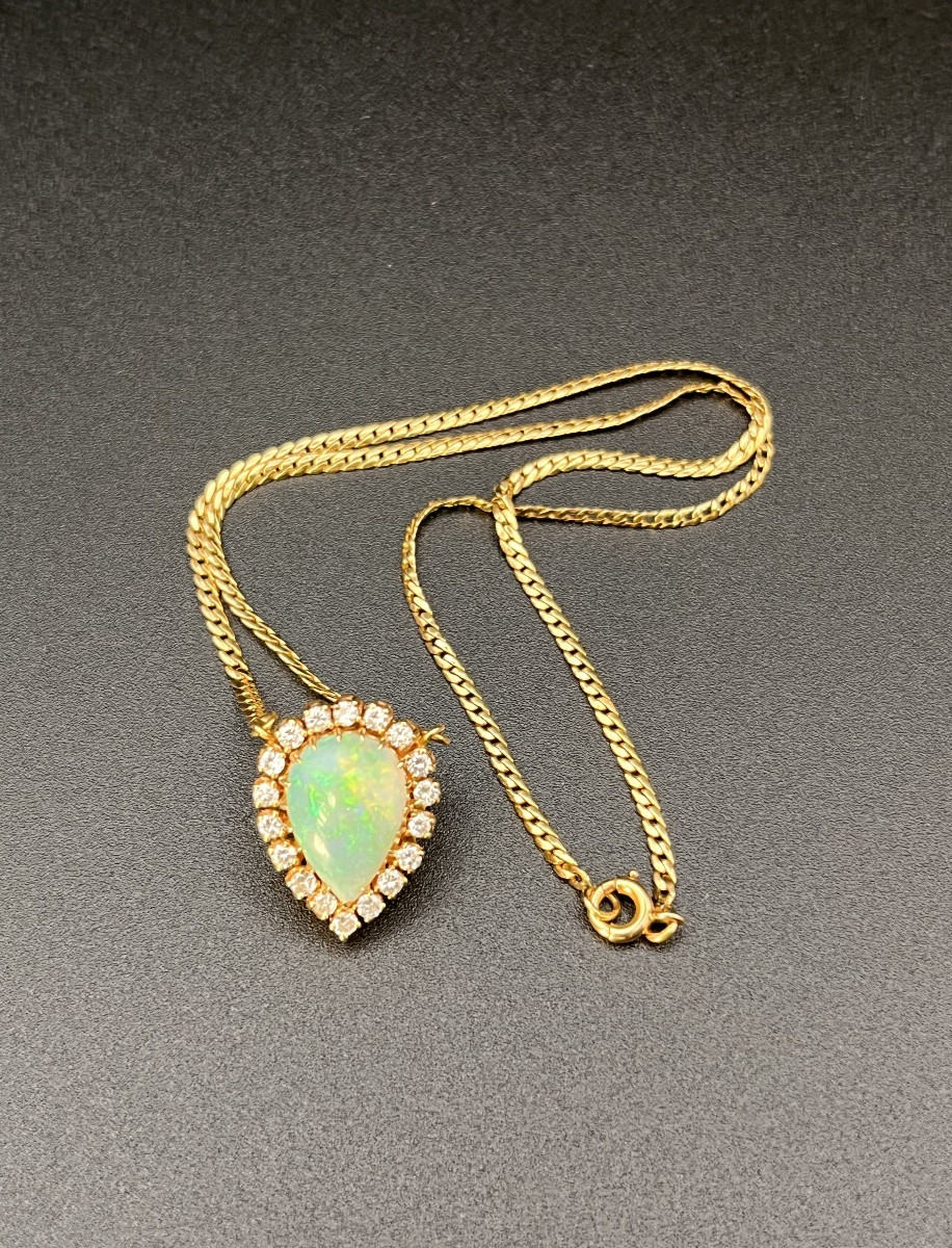 Chaîne pendentif cœur opale -photo-3