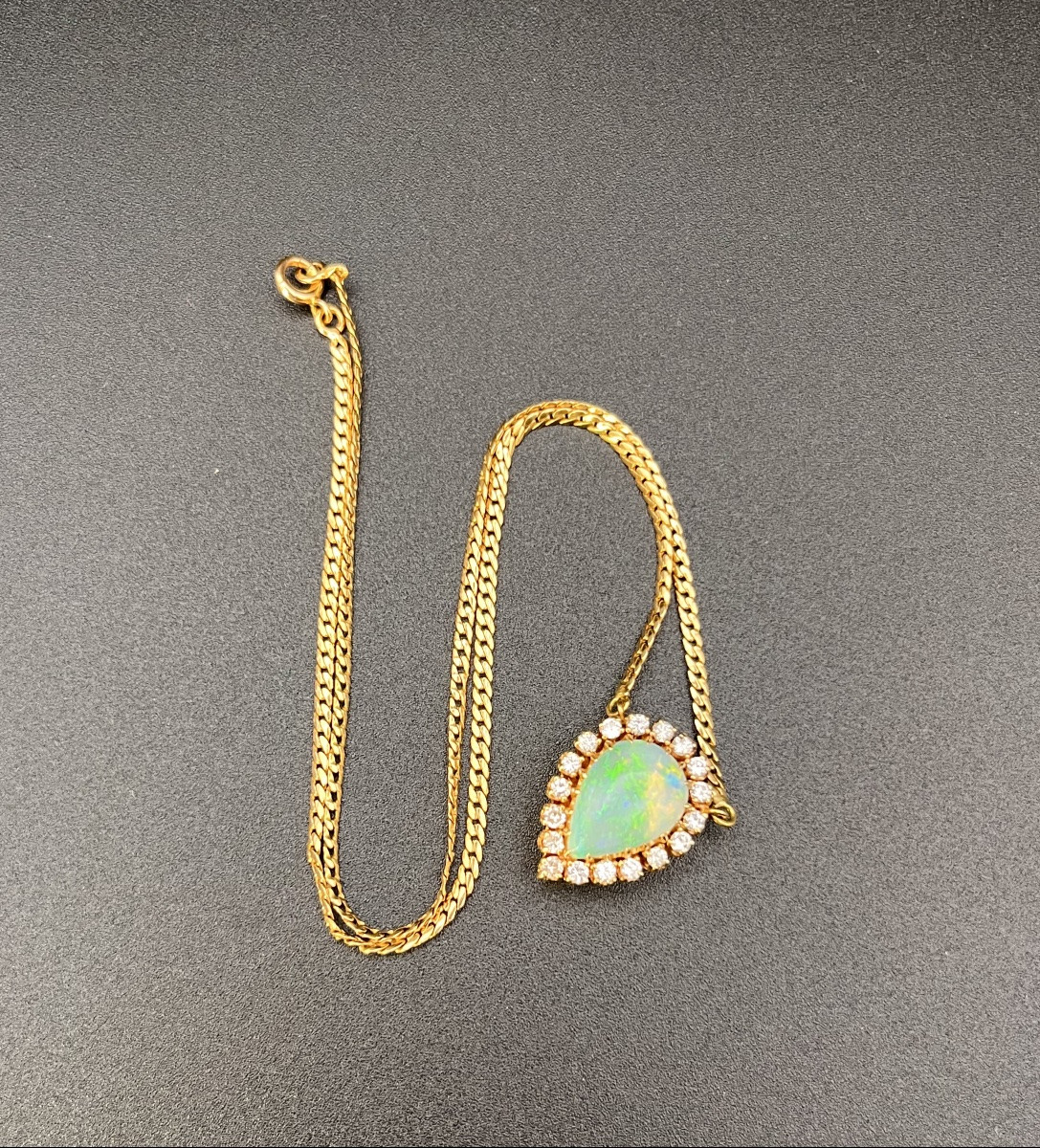Chaîne pendentif cœur opale -photo-2