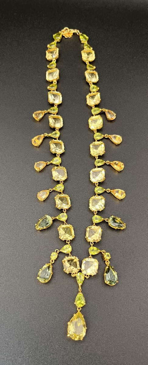 Yellow Gold River Necklace With Summer Stones-photo-4
