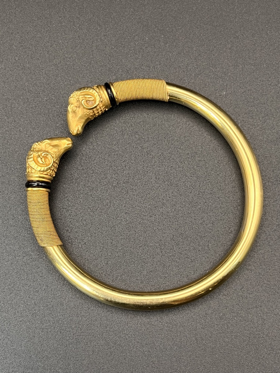 18k Gold Ram Head Forearm Bracelet-photo-2