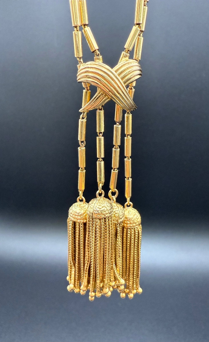 Superb Yellow Gold Necklace Circa 1950.-photo-1