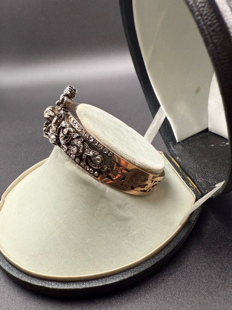 Bracelet jonc en or gris et or rose – époque Napoléon III.-photo-2