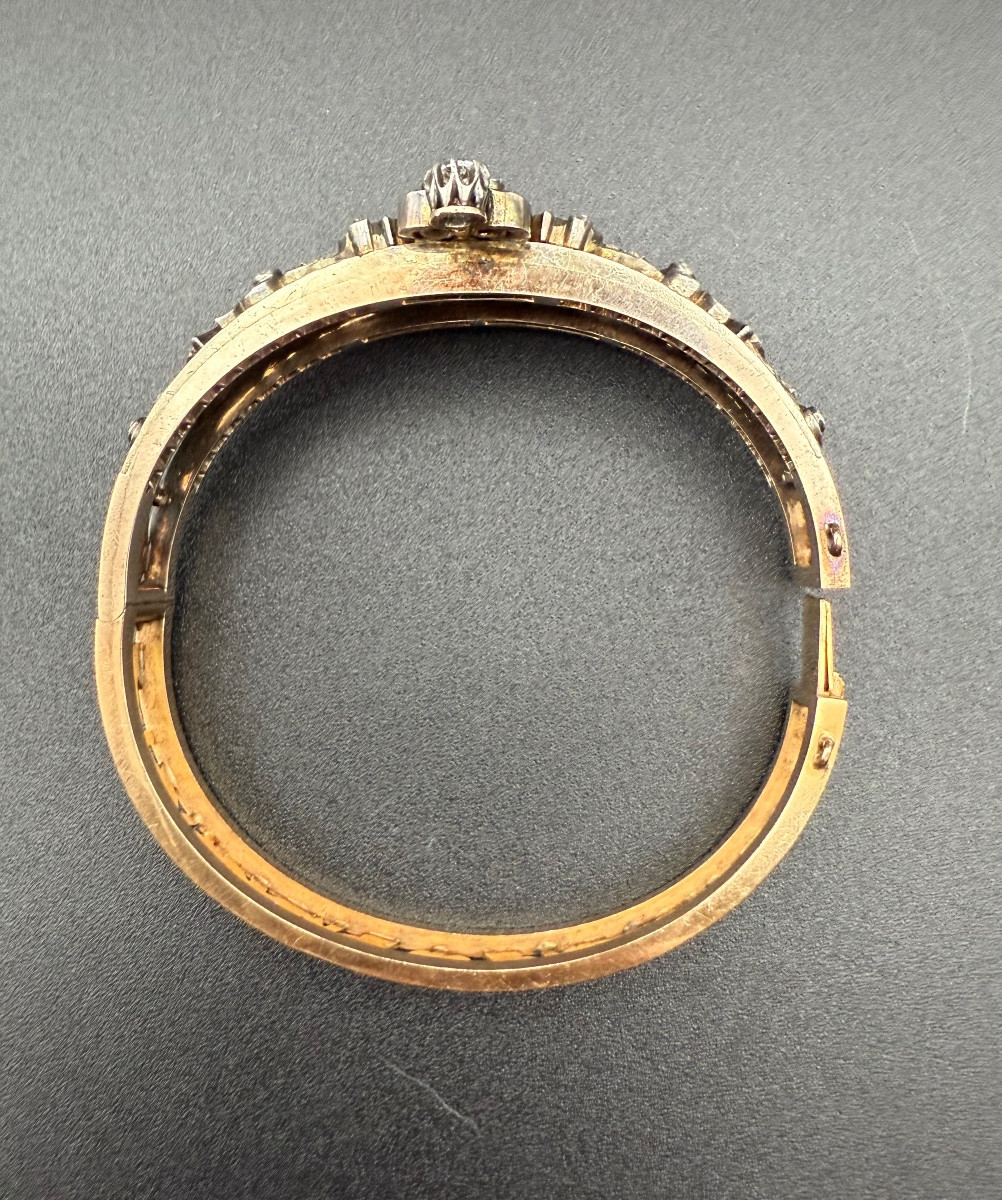 Bracelet jonc en or gris et or rose – époque Napoléon III.-photo-4