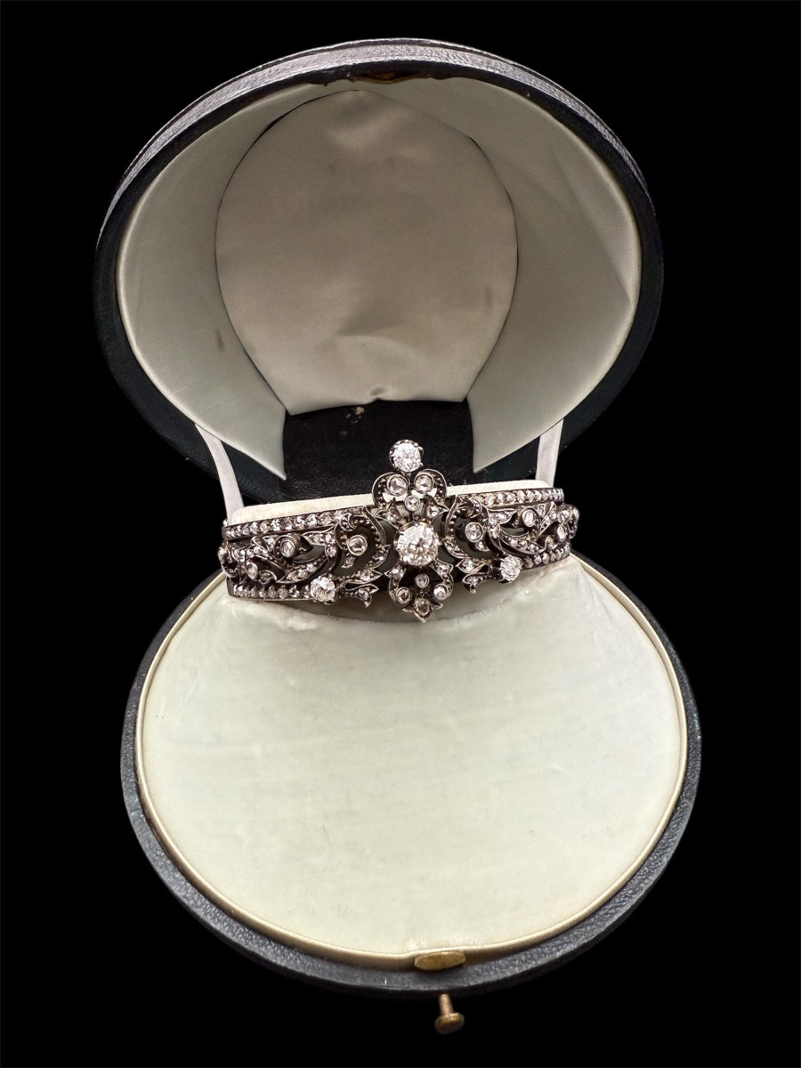 Bracelet jonc en or gris et or rose – époque Napoléon III.
