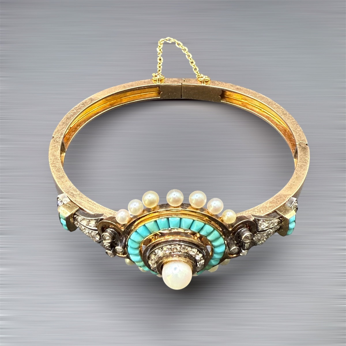 Parure Napoléon Ill en or, turquoise, diamants et perles - XIXe siècle-photo-4