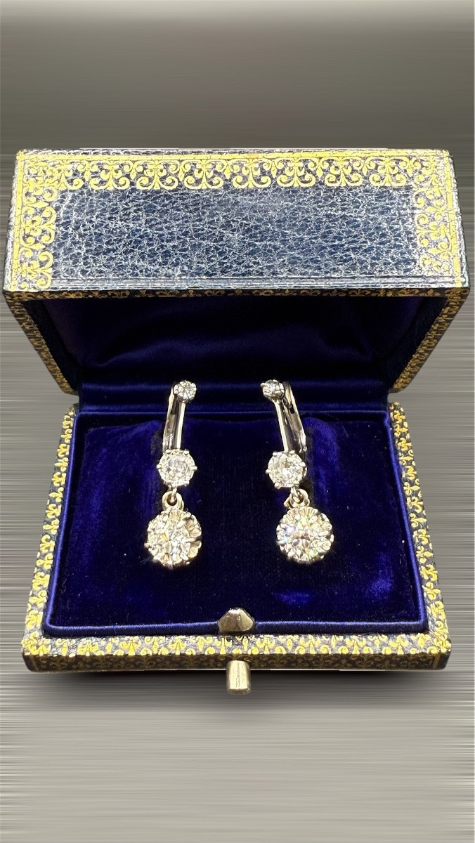 Art Nouveau Platinum And White Gold Drop Earrings.-photo-2