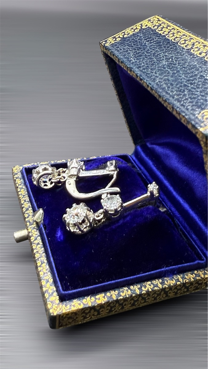 Art Nouveau Platinum And White Gold Drop Earrings.-photo-1