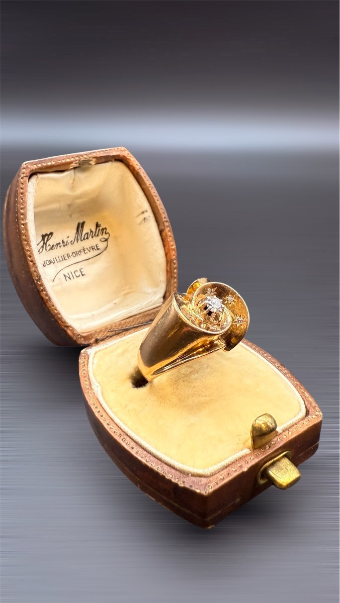 Bague en or 18 carats, époque 1950-photo-3
