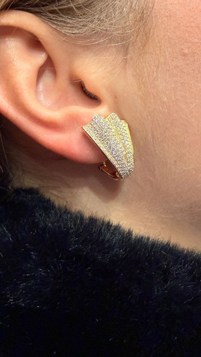 Paire de boucles d’oreilles à clip en or 18 carats et diamants-photo-4