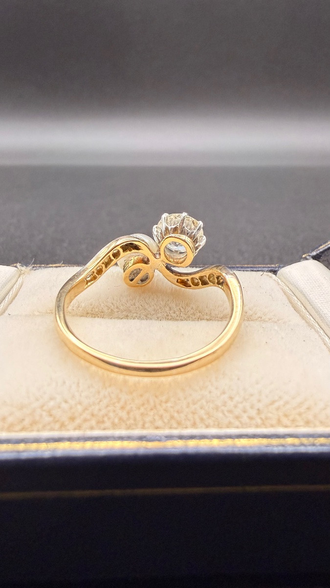 Art Nouveau "toi Et Moi" Ring In 18-carat Gold, Diamond And Pearl.-photo-4