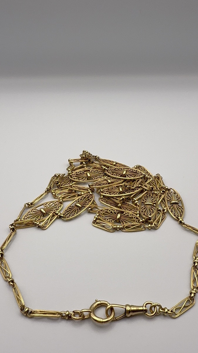 Sautoir français en or jaune 18 carats, travail vers 1940–1950.-photo-3