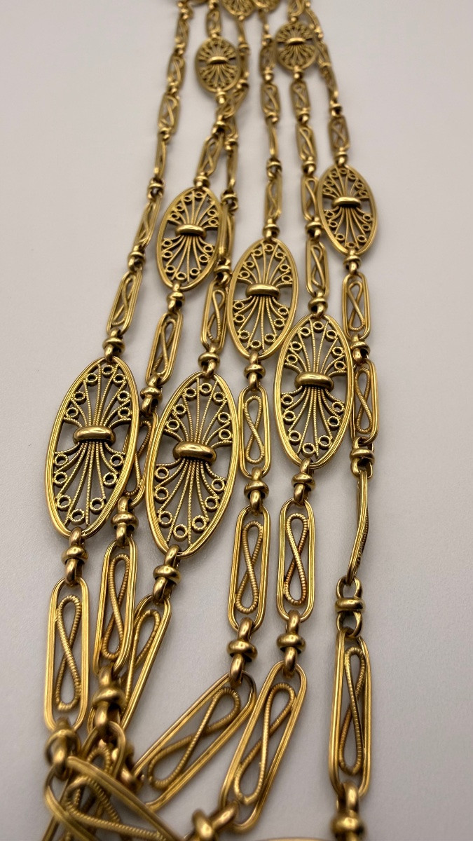 Sautoir français en or jaune 18 carats, travail vers 1940–1950.-photo-4