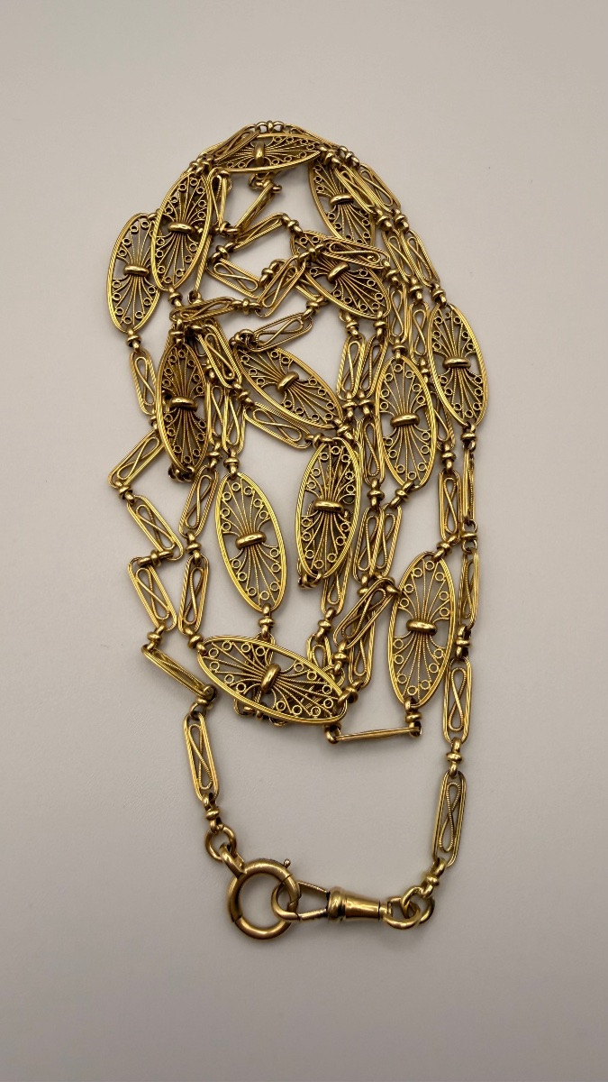 Sautoir français en or jaune 18 carats, travail vers 1940–1950.-photo-3