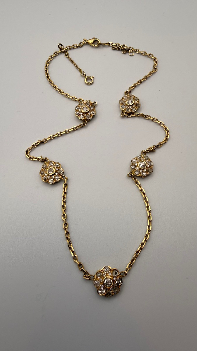 Parure Belle Époque en or 18 carats et diamants anciens.-photo-5