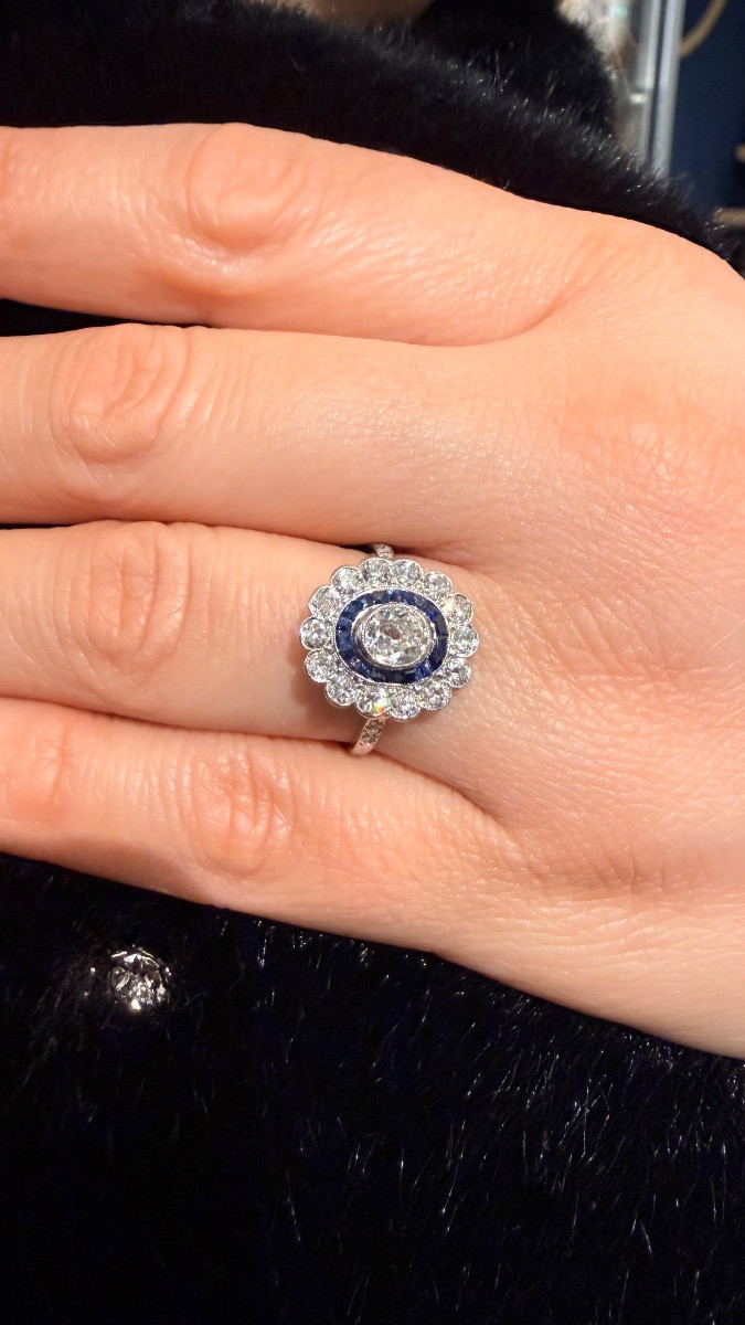 Bague Art Déco en or blanc 18 carats.-photo-2