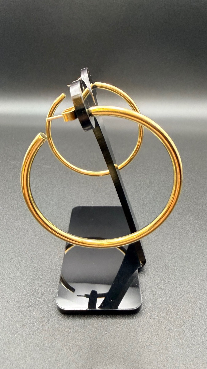 Pair Of 14-carat Gold Hoop Earrings. -photo-2