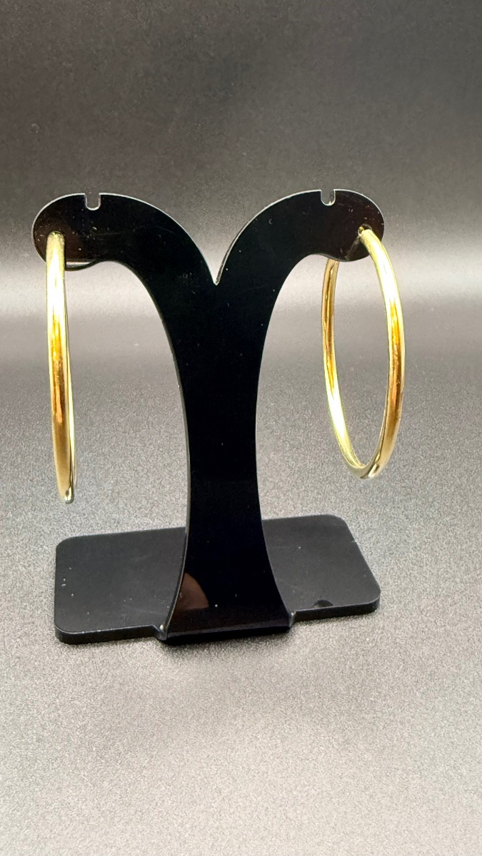 Pair Of 14-carat Gold Hoop Earrings. -photo-3