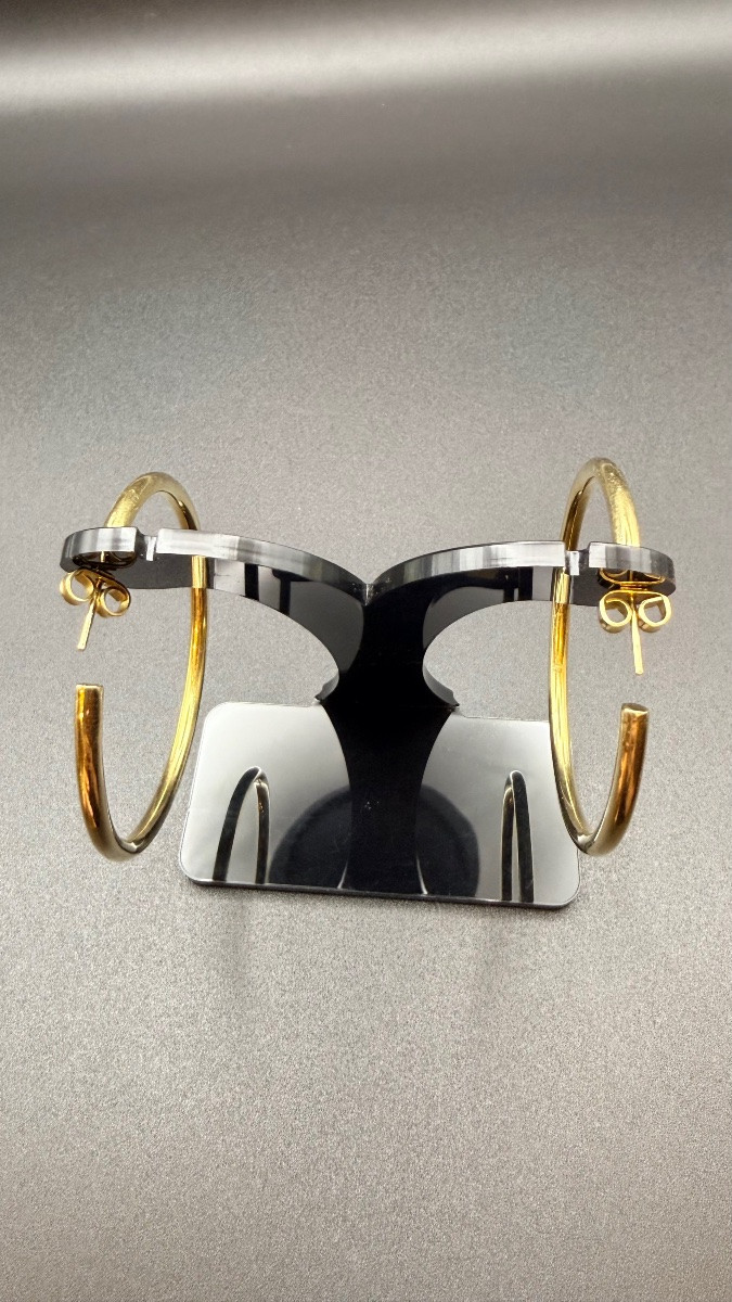 Pair Of 14-carat Gold Hoop Earrings. -photo-4