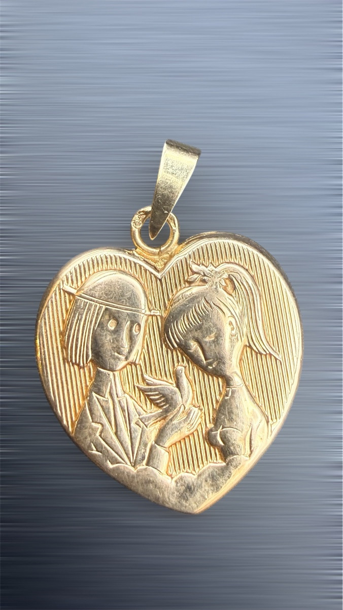 Pendentif Les Amoureux de Peynet en or 18K