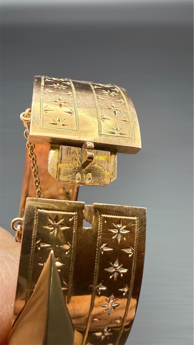 Bracelet Napoléon III en or 18 carats et perles fines, XIXᵉ siècle-photo-1