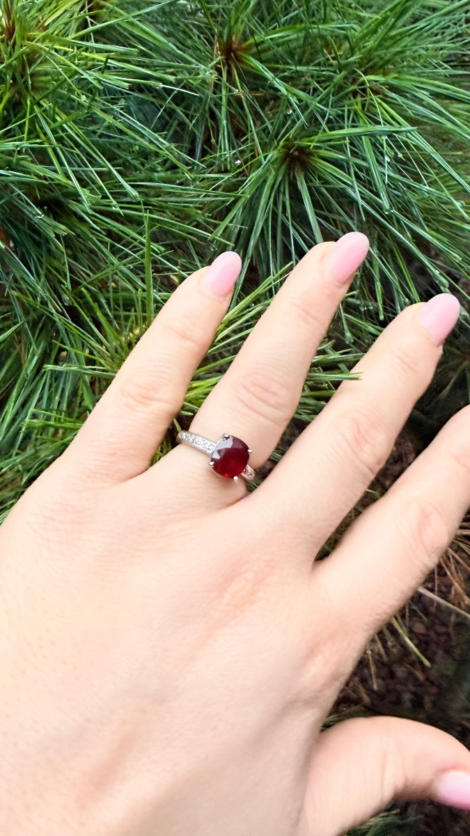Contemporary Gold Ring Set With A Certified Natural Ruby – Diamonds.-photo-1