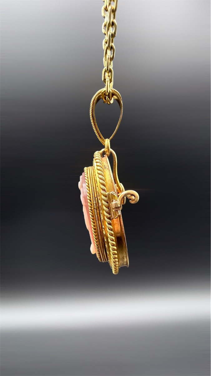 Camée en or 18 carats – broche et pendentif-photo-4