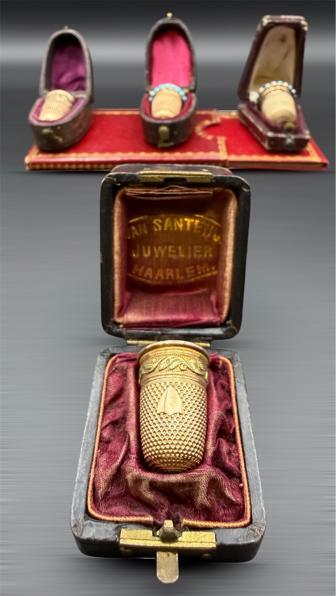 Dé à coudre en or jaune 18 carats, époque Art Nouveau.-photo-3