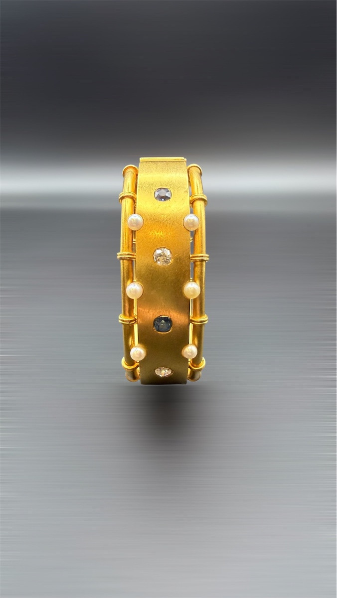 Bracelet rigide d’époque Napoléon III en or jaune 18 carats.-photo-2
