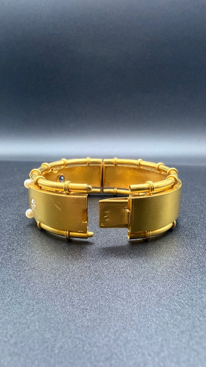 Bracelet rigide d’époque Napoléon III en or jaune 18 carats.-photo-3
