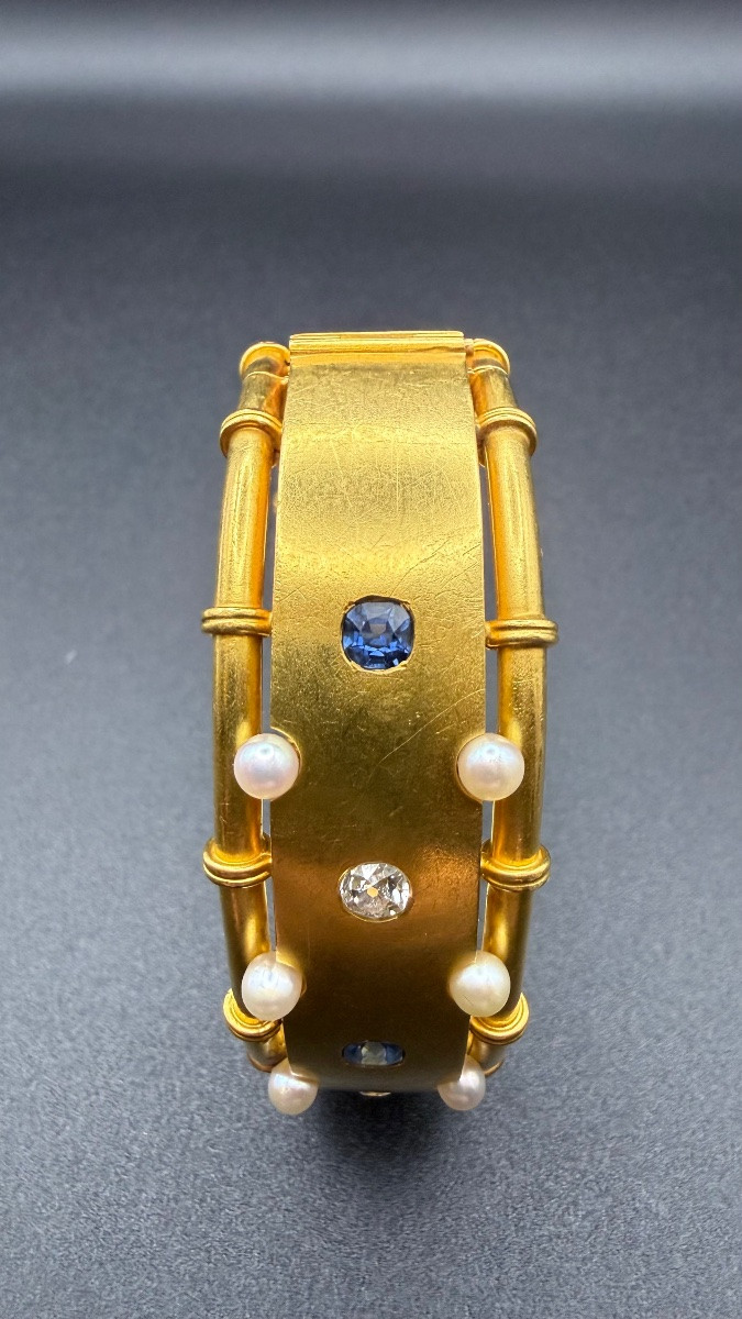 Bracelet rigide d’époque Napoléon III en or jaune 18 carats.-photo-4