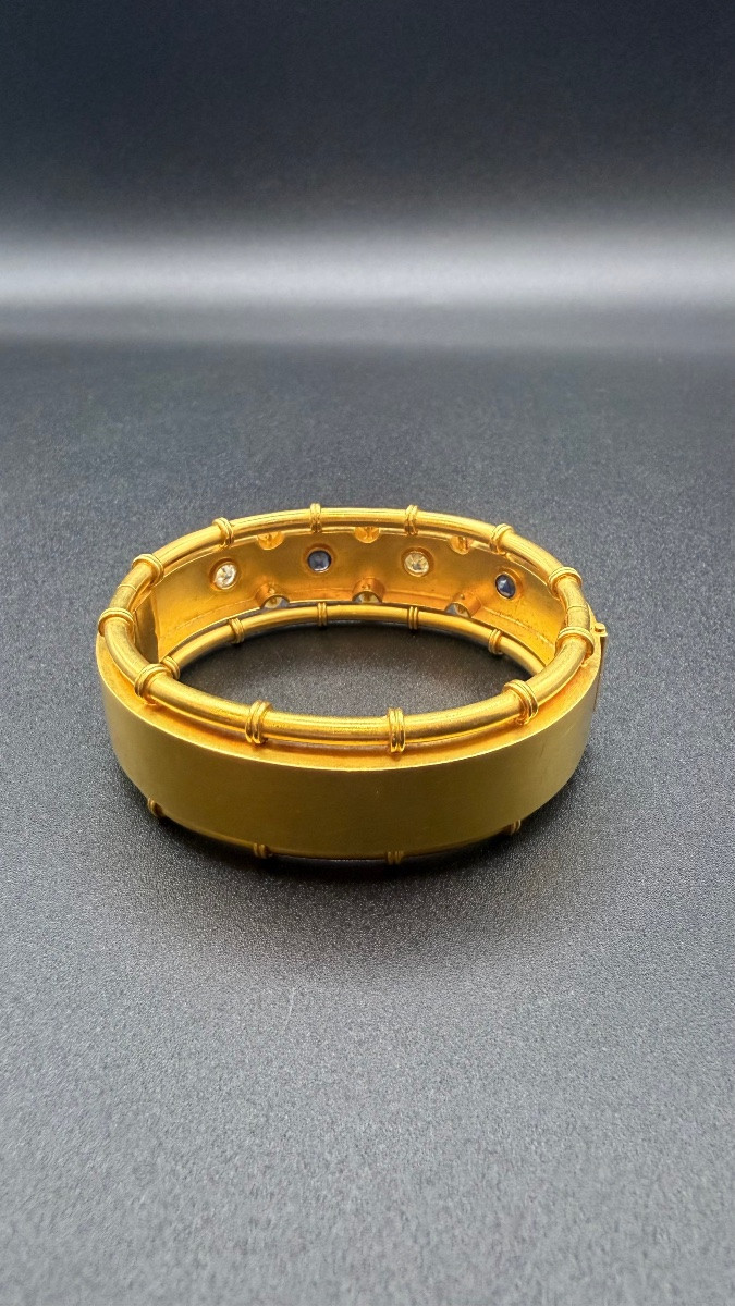 Bracelet rigide d’époque Napoléon III en or jaune 18 carats.-photo-3