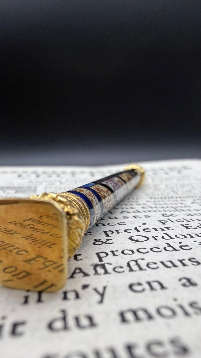 Gold And Hardstone Mosaic Mechanical Pencil – Restoration Period – Paris 1819-1838.-photo-1