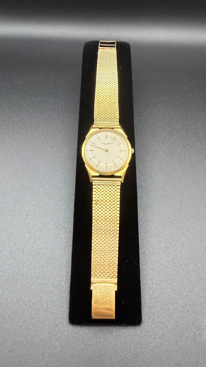 Montre Vacheron Constantin Or 18k 750 Vintage Bracelet Or Maille Vers 1960 Genève.-photo-2