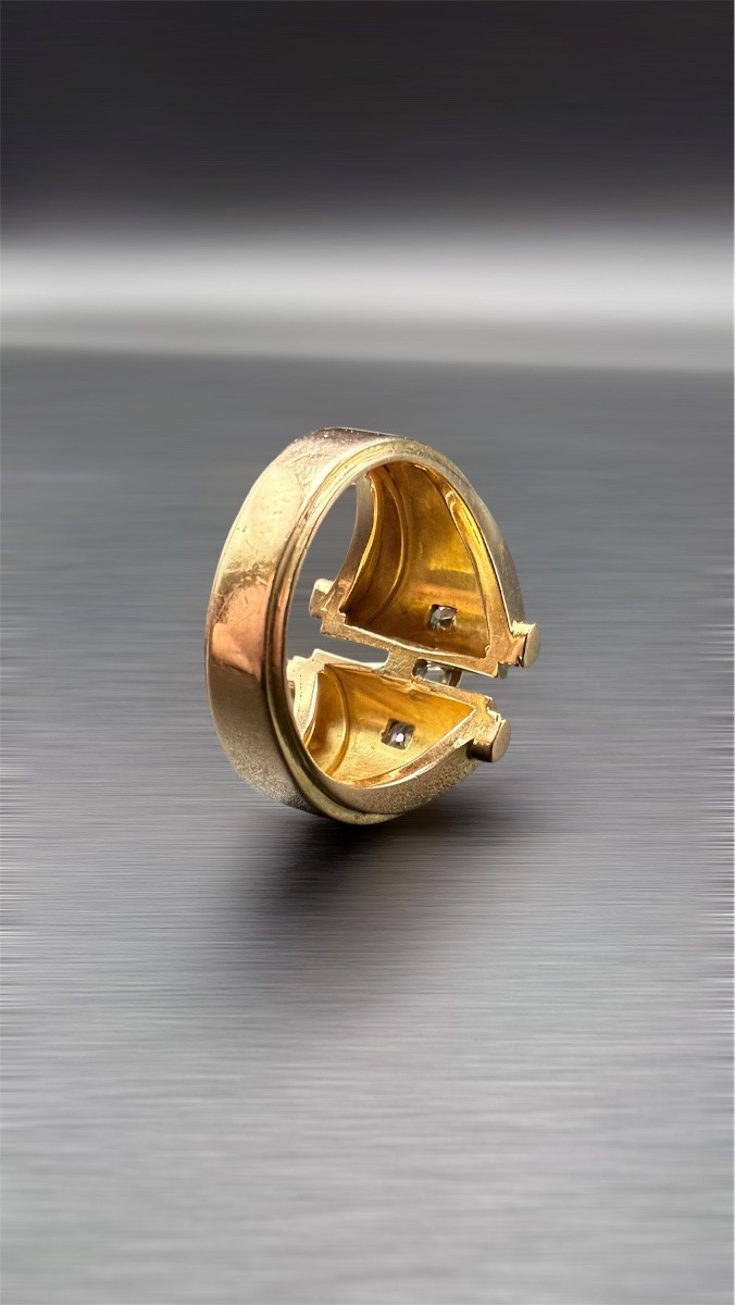 Bague Tank années 1950 en or 18 carats et diamants.-photo-2