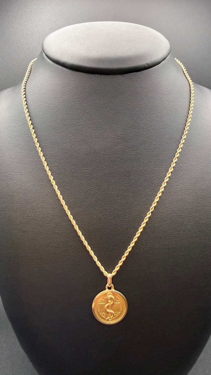 Chaîne et médaille médicale en or 18K-photo-5