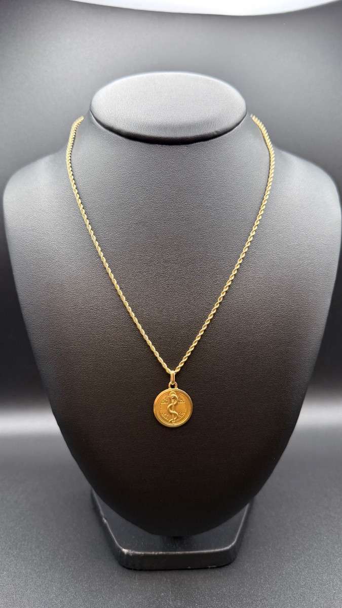 Chaîne et médaille médicale en or 18K
